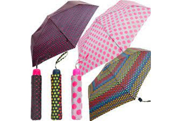 BLACK BLUE/GREEN POLKA DOT UMBRELLA