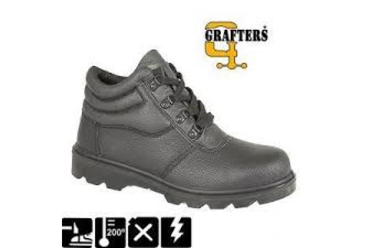 Black Grain Leather Safety Boot M240 A