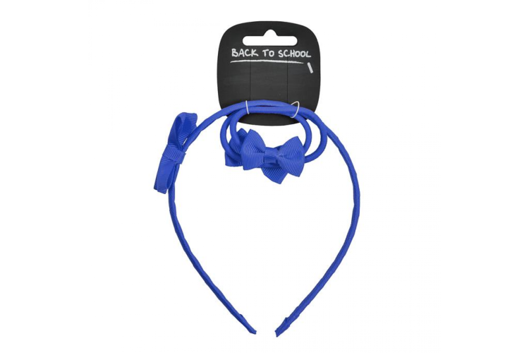 Bow Alice Band + 2x Elastics (Royal Blue)