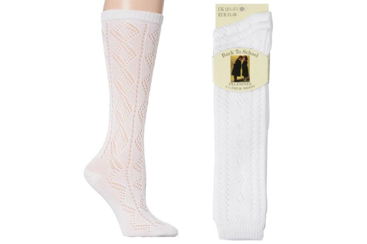Girls White Knee Length Socks (Triple Pack)
