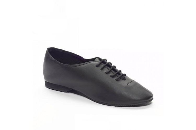 Rubber Soled Jazz Shoe - Black Leather Upper